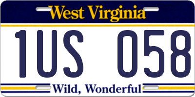 WV license plate 1US058