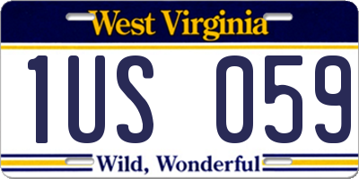WV license plate 1US059
