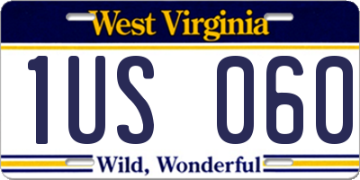 WV license plate 1US060