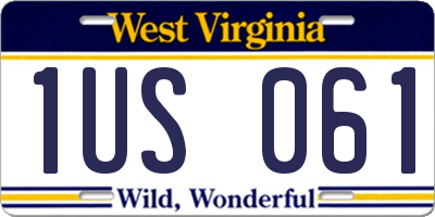 WV license plate 1US061