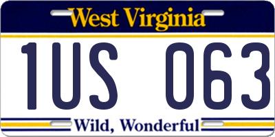 WV license plate 1US063