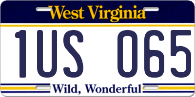 WV license plate 1US065