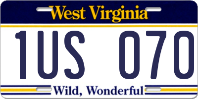 WV license plate 1US070