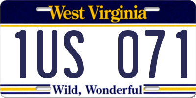 WV license plate 1US071