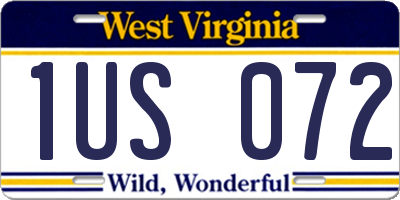 WV license plate 1US072