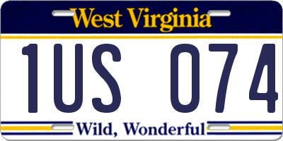 WV license plate 1US074