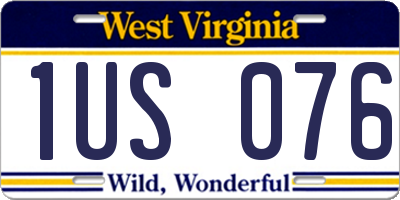 WV license plate 1US076