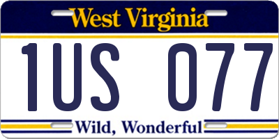 WV license plate 1US077