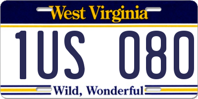 WV license plate 1US080