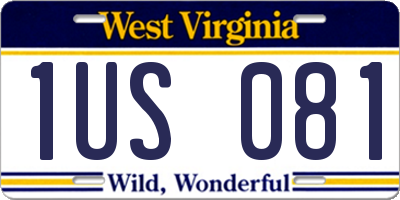 WV license plate 1US081