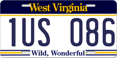 WV license plate 1US086