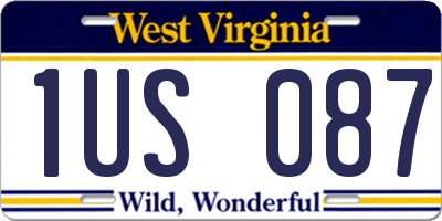 WV license plate 1US087