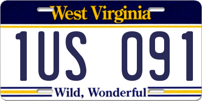 WV license plate 1US091