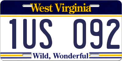 WV license plate 1US092