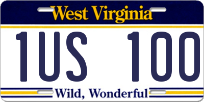 WV license plate 1US100