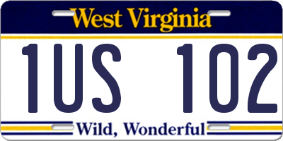 WV license plate 1US102