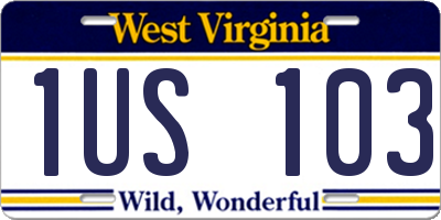 WV license plate 1US103