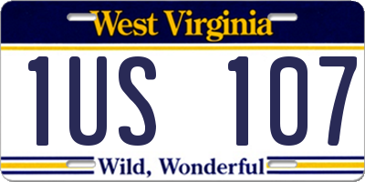 WV license plate 1US107