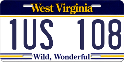 WV license plate 1US108