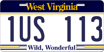 WV license plate 1US113