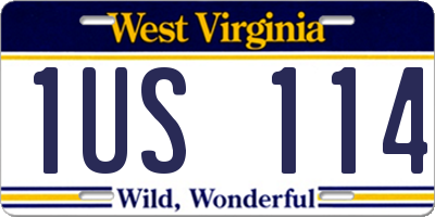 WV license plate 1US114