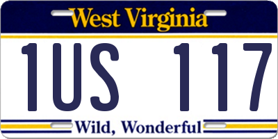 WV license plate 1US117