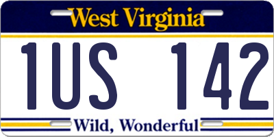 WV license plate 1US142