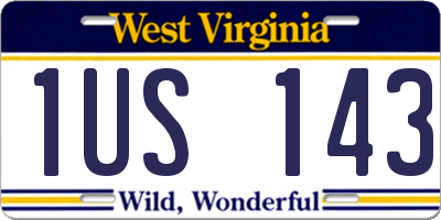 WV license plate 1US143