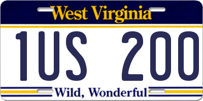 WV license plate 1US200