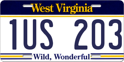 WV license plate 1US203