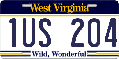 WV license plate 1US204