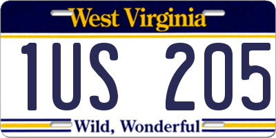 WV license plate 1US205