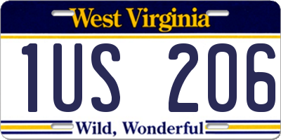 WV license plate 1US206