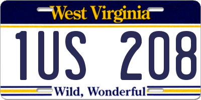 WV license plate 1US208