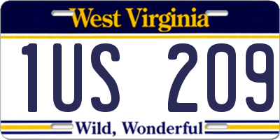WV license plate 1US209