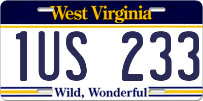 WV license plate 1US233