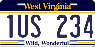 WV license plate 1US234