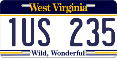 WV license plate 1US235