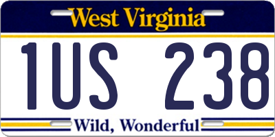 WV license plate 1US238