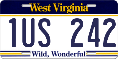 WV license plate 1US242
