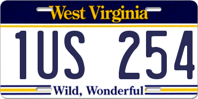 WV license plate 1US254