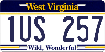 WV license plate 1US257