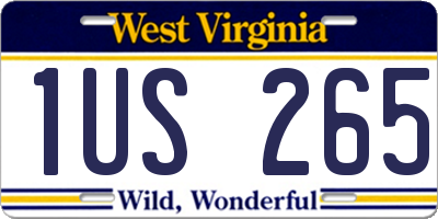 WV license plate 1US265