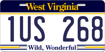 WV license plate 1US268