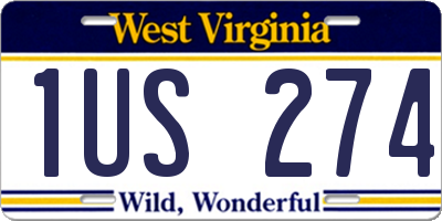 WV license plate 1US274