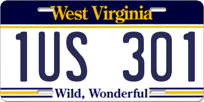 WV license plate 1US301