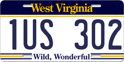 WV license plate 1US302