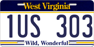 WV license plate 1US303