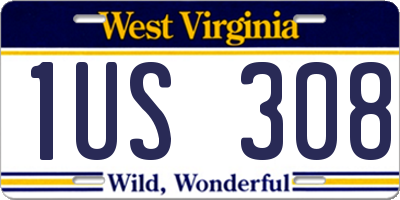 WV license plate 1US308