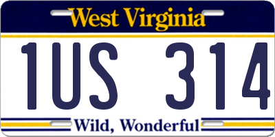 WV license plate 1US314